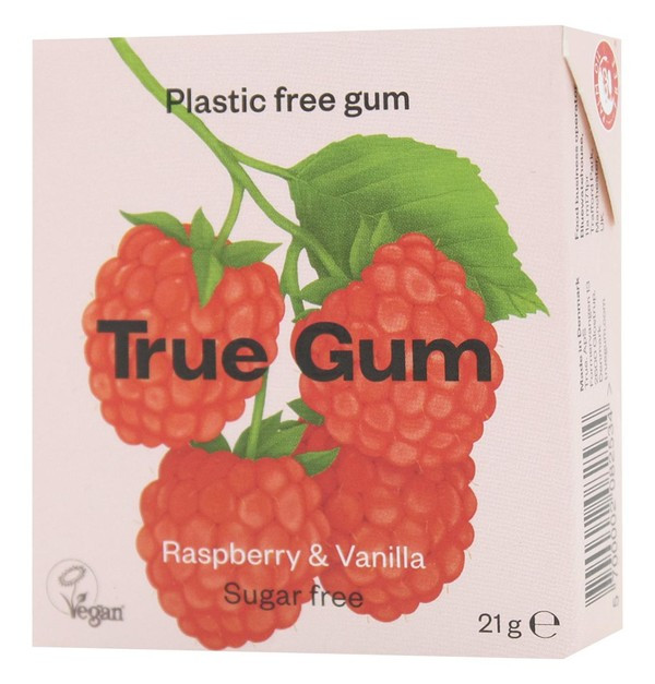 Жувальна Гумка без Цукру зі Смаком Малини і Ванілі True Gum