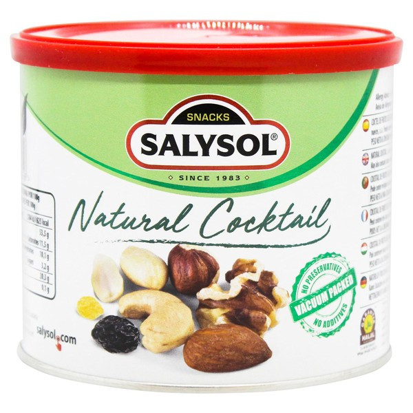 Микс орехов с изюмом "Salysol" (ж/б, Испания)
