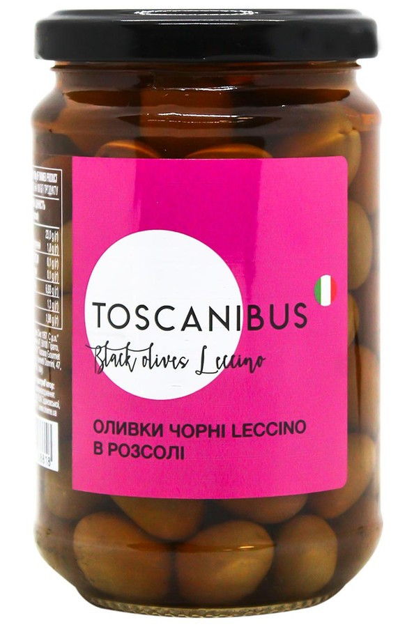 Оливки черные Leccino в рассоле "Toscanibus" (с кост., Италия) 290 г