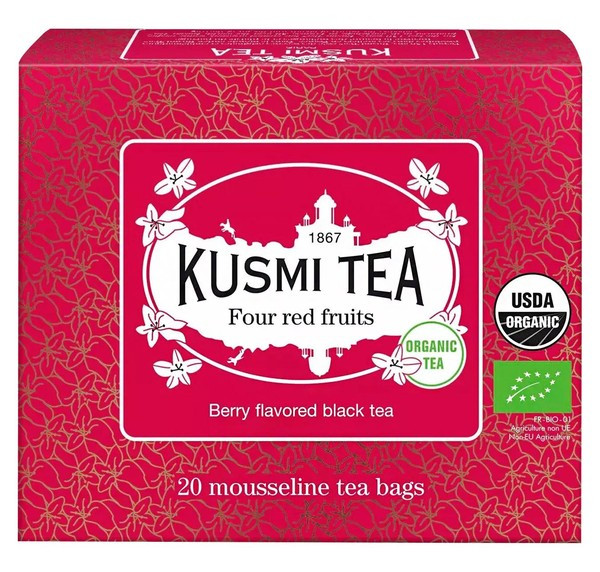 Чай чорний Чотири Червоних Фрукти органічний пакет. 20х2г, Kusmi Tea