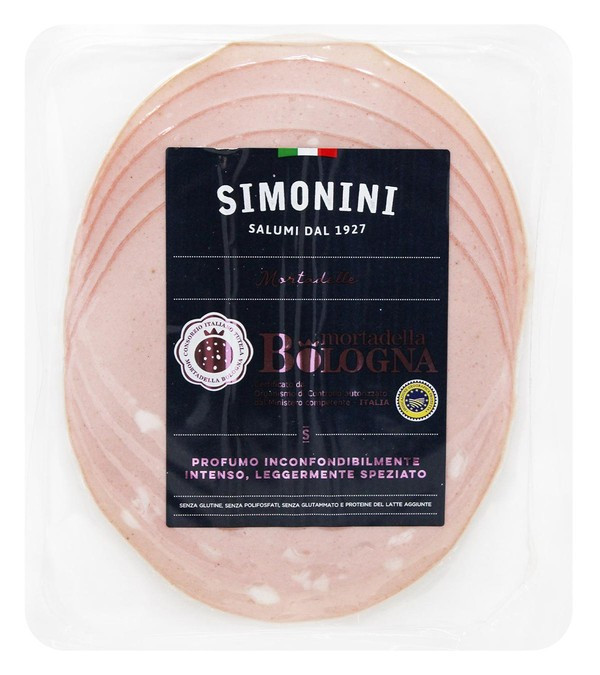 Колбаса Мортаделла Болонья нарезка 100г ТМ "Simonini