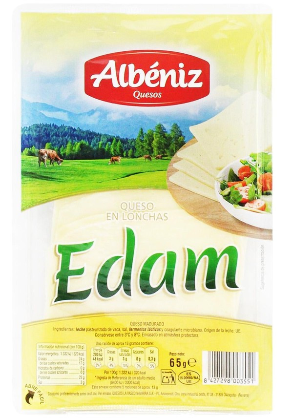 Сир Едам 45% 65 гр нарізний  ТМ "Albeniz"