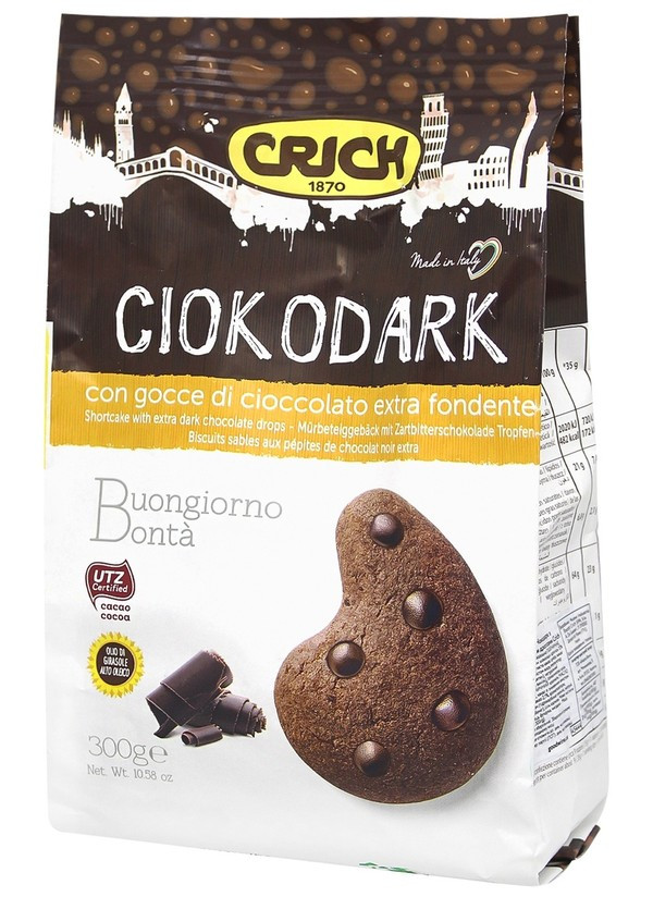 Печиво Чокодарк з шоколадними дропсами 300г, Crich