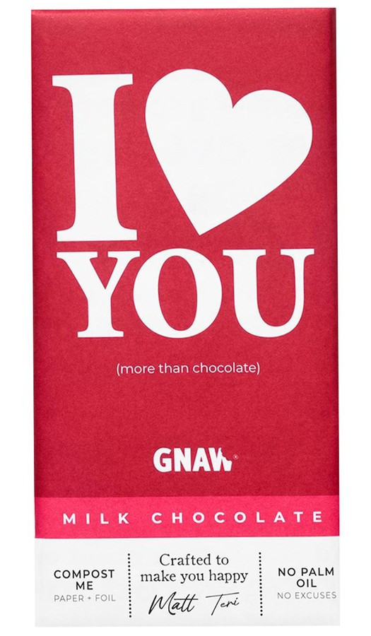 Шоколад молочний бельгійський "I love you" ТМ GNAW 80г