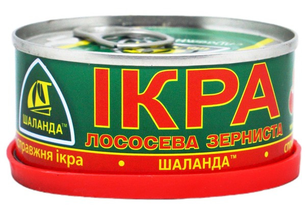 Ікра лосос. зерниста 100г ж/б Шаланда